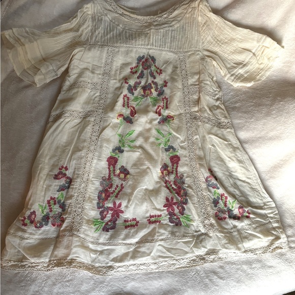 Free People EUC white embroidered lace inset dress size small - Picture 1 of 5